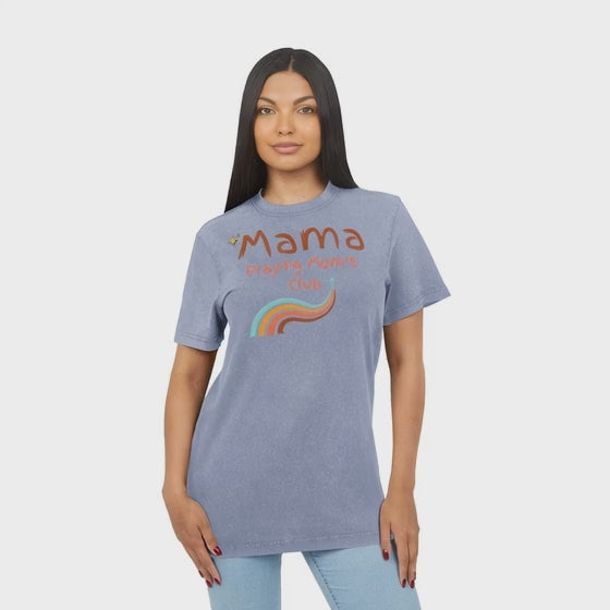 Mama Praying Moms Club Acid Wash Tee — Retro Rainbow Christian Mom Shirt