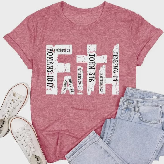 Womens Faith Shirts Christian Cross T-Shirts Bible Verse Blessed Letter Printed Tees Inspirational Tops Pink