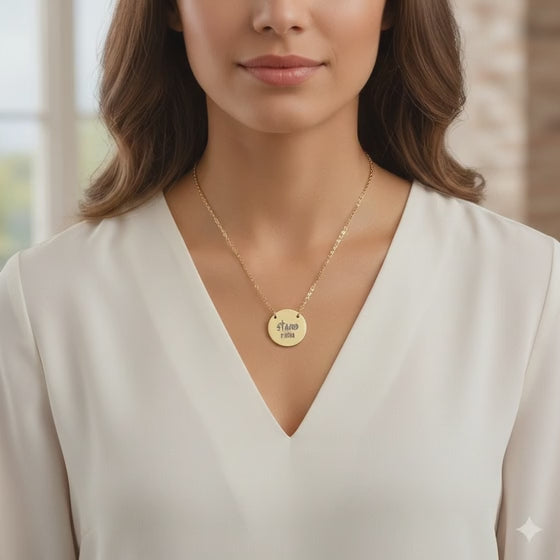 Stand Firm Engraved Circle Necklace