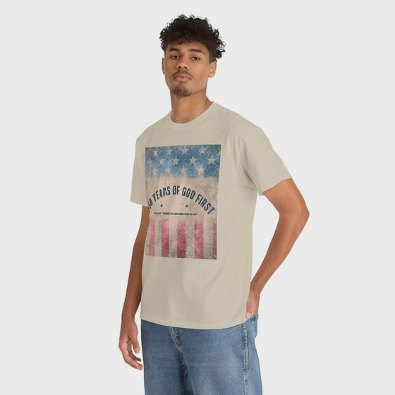God First 250 Years Vintage American Flag  and Patriotic T-Shirt