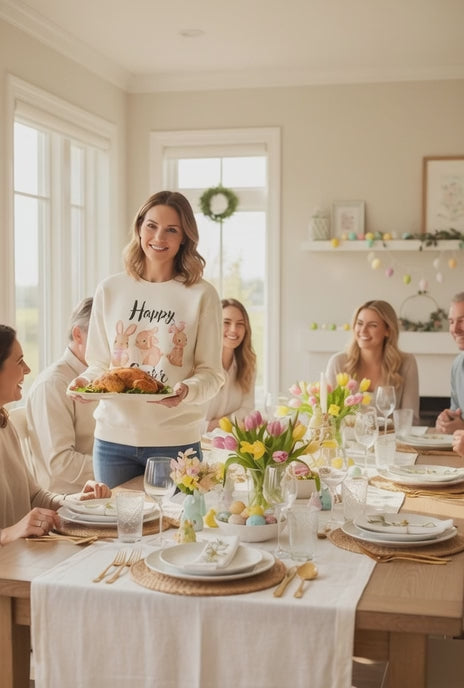 Comfort Colors - Easter Bunny Crewneck Sweatshirt – "Happy Easter" Pastel Bunny Design