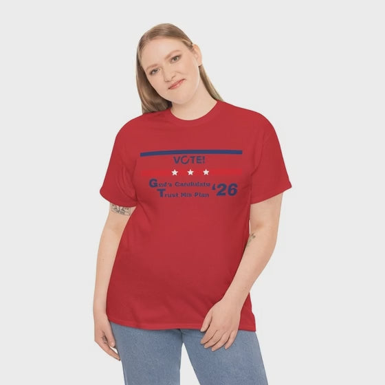 Political Vote '26 T‑Shirt — "God's Candidate Trust His Plan" Patriotic Tee