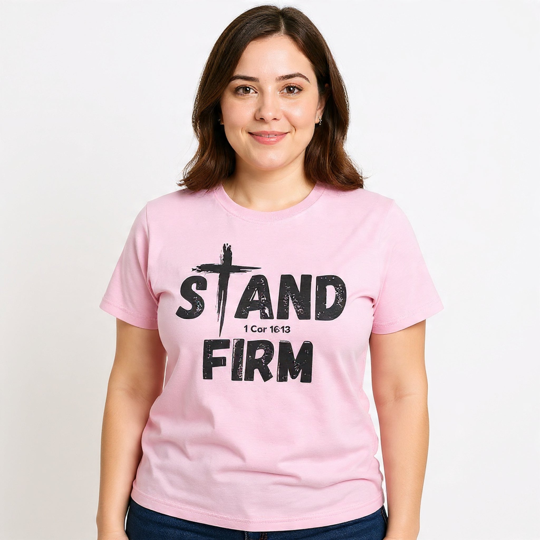 Stand Firm T-Shirt — Christian Faith Tee with Cross & 1 Cor 16:13 Inspirational Design