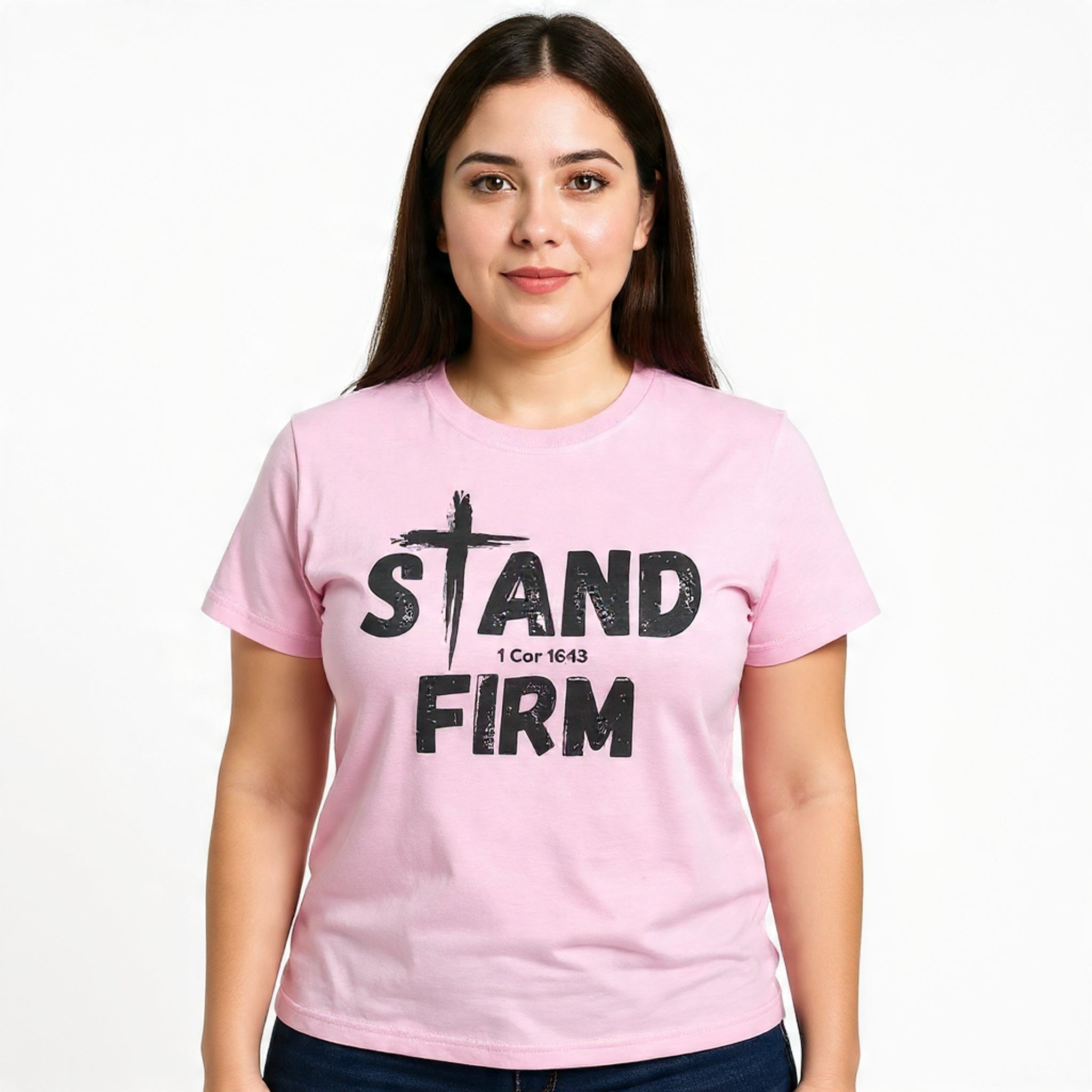 Stand Firm T-Shirt — Christian Faith Tee with Cross & 1 Cor 16:13 Inspirational Design