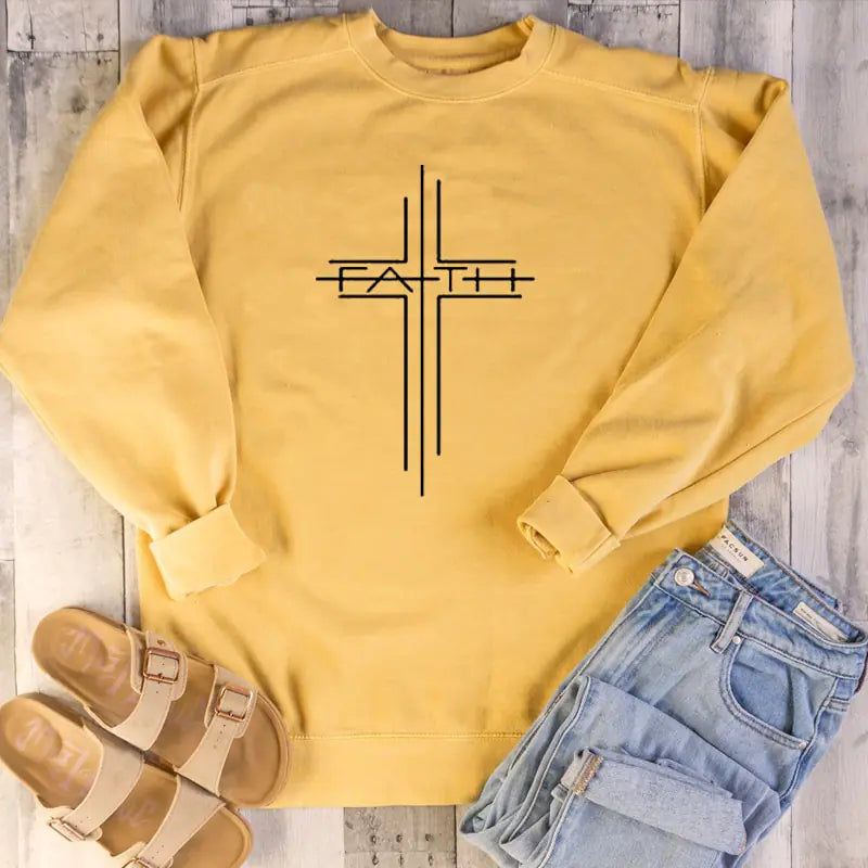 Faith Cross Graphic Women's Casual Sweatshirt