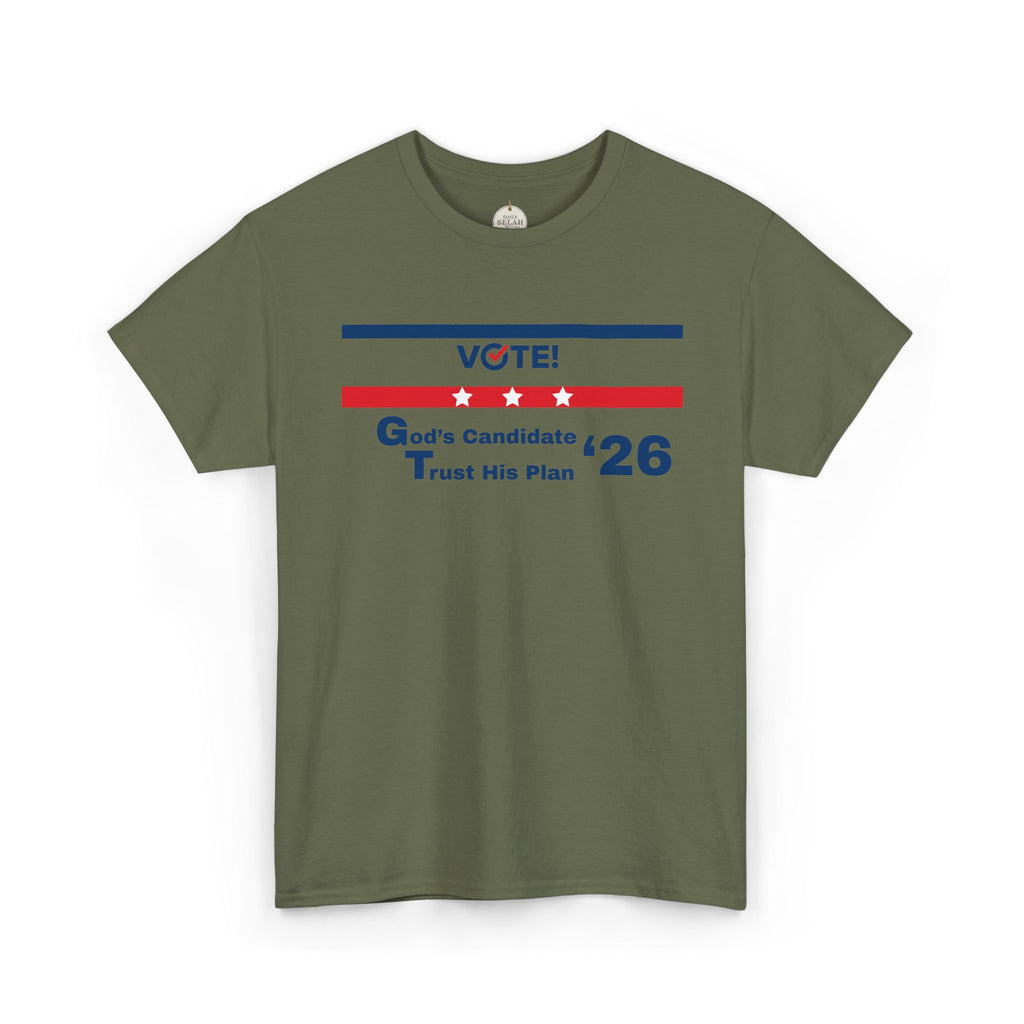 Political Vote '26 T‑Shirt — "God's Candidate Trust His Plan" Patriotic Tee