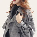 Houndstooth Long Coat for Women - Stylish & Loose Fit